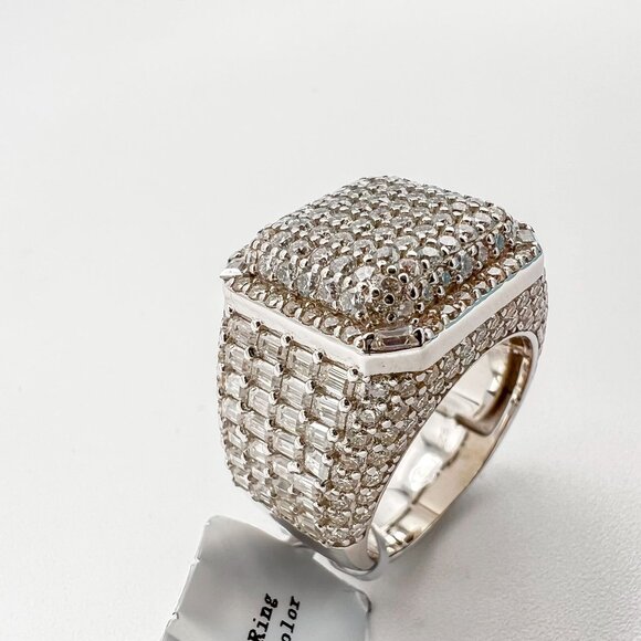 925 Sterling Sliver Moissanite Designer Square Ring, 5.622ctw VVS Stones Hip Hop - Picture 3 of 7